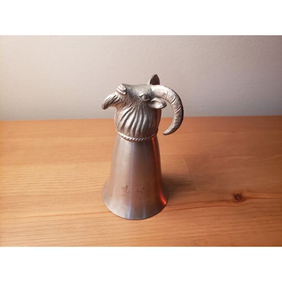 Vintage Connecticut House Pewter Goat Ram Head Stirrup Cup Hunting Barware - Picture 1 of 5